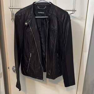 Express Black Leather Motorcycle Jacket